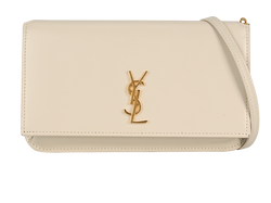 Saint Laurent Cassandre Phone Holder, Leather, White, MII, DB, 2*